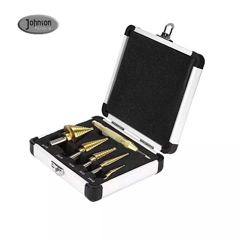 Juego de brocas en espiral de varios pasos de titanio Hss Down de 6 piezas con una caja de aluminio 5