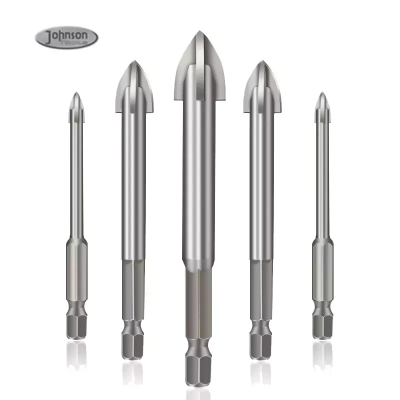 Johnson Tools 6-12mm Hex Shank Tungsten Carbide Tipped Ceramic Porcelain Tile Glass Drill Bit 1