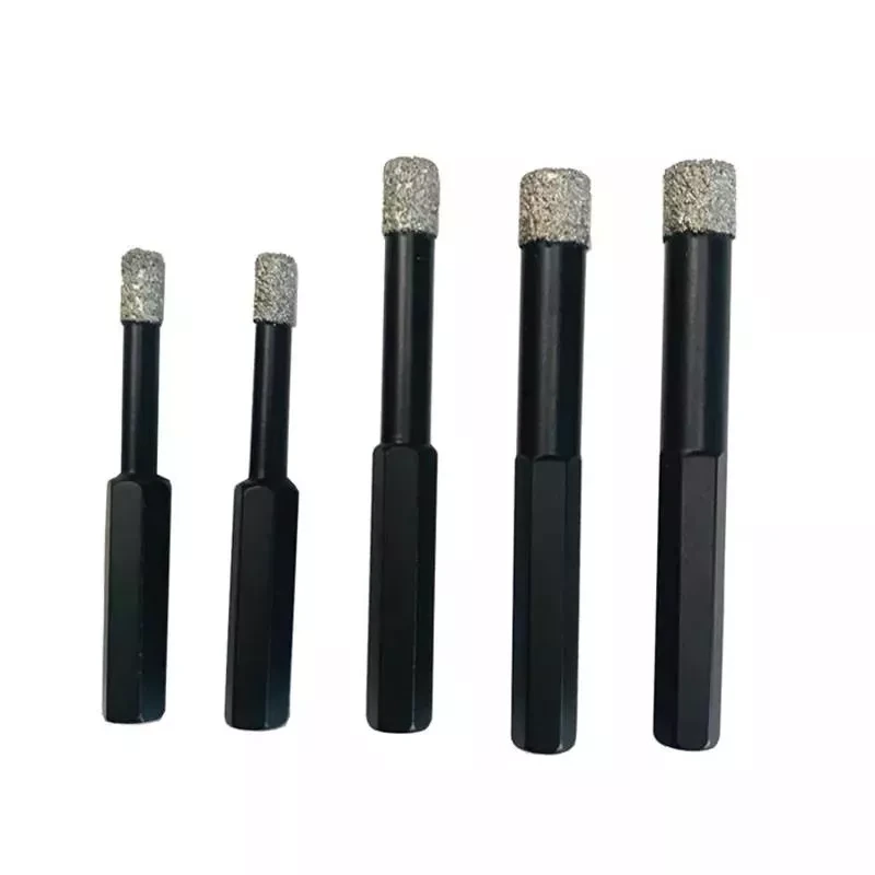 Johnson Tools Vacuum Brazed 5-12mm Dry Hex Shank Diamond Brazed Core Drill Bit Sets For Porcelain Tile 6