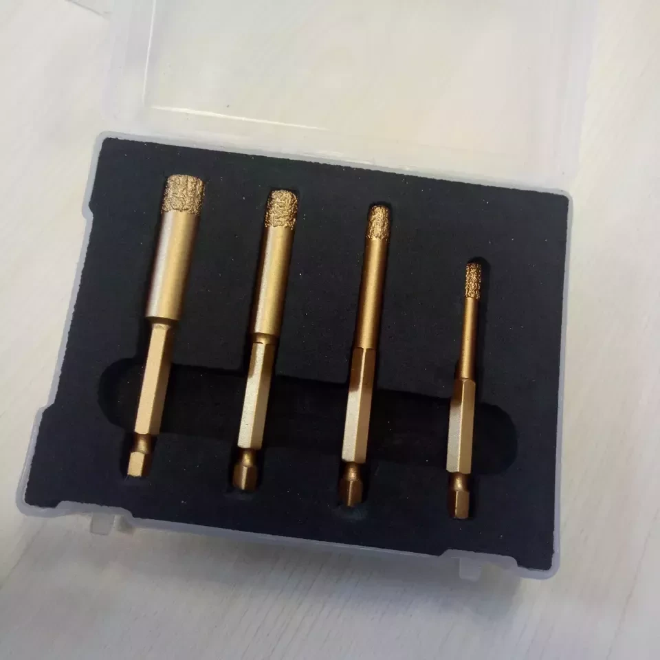 Adaptador hexagonal de 6/8 /10/12mm, conjunto de brocas de diamante soldadas a vácuo, núcleo de diamante, kit de broca para azulejo de cerâmica 5