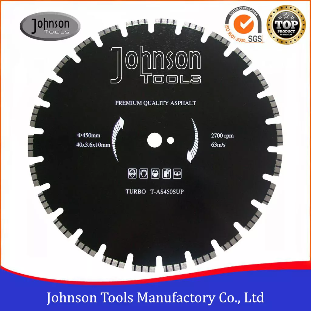 Johnson Tools 450mm Lazer Kaynaklı Elmas Kesme Bıçağı Beton ve Asfalt Yol Kesimi için Parçalı Turbo 3