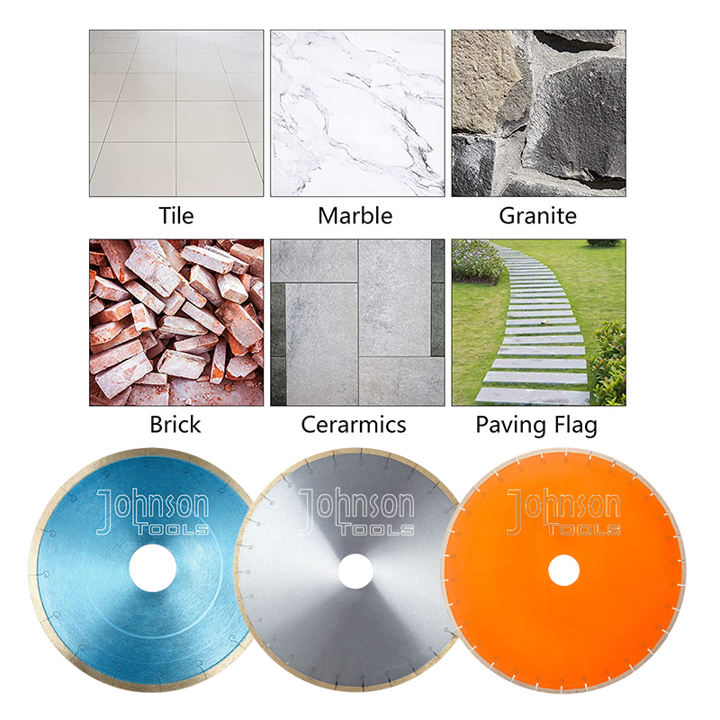 Johnson Tools 105-350 mm Continuous Rim J Slot Diamond Saw Blades For Cutting Tile, Ceramic , Porcelain 5