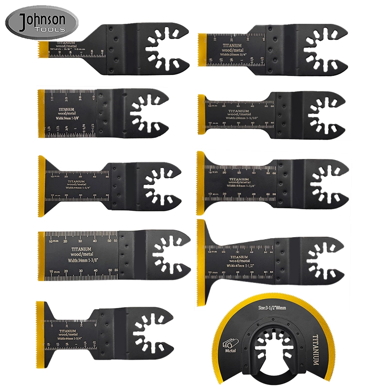 Johnson Tools 10Pcs Lames de Scie Oscillantes Lame Multi-outil Oscillante en Titane Coupe du Métal Mou 1