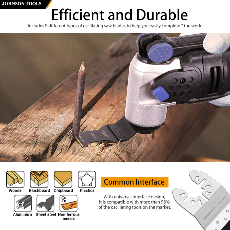 Johnson Tools 35 PCS Salınımlı Çok Alet Salıncak Elmas Bıçak Seti Ahşap Metal Plastik Kesim için 6