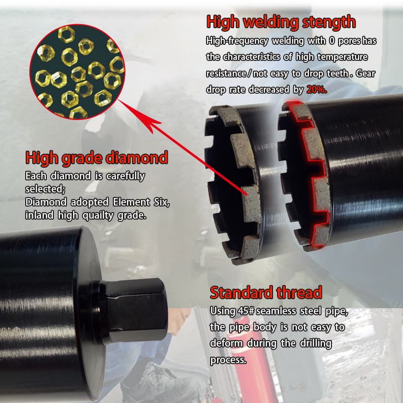 Johnson Tools OD25-700mm Wet Diamond Hole Saw Drilling Bit for Concrete & Reinforced Concrete 7