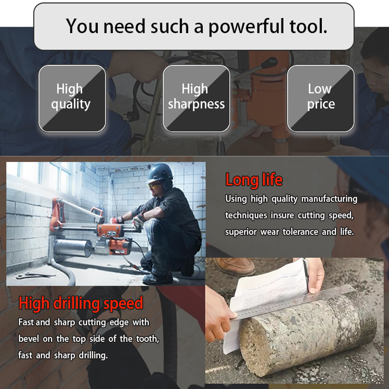 Johnson Tools OD25-700mm Wet Diamond Hole Saw Drilling Bit for Concrete & Reinforced Concrete 6