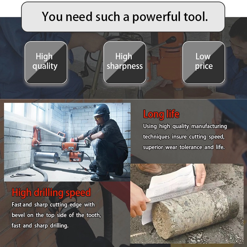 Johnson Tools OD25-700mm Beton için Islak Elmas Delik Testere Delme Ucu & Betonarme 6