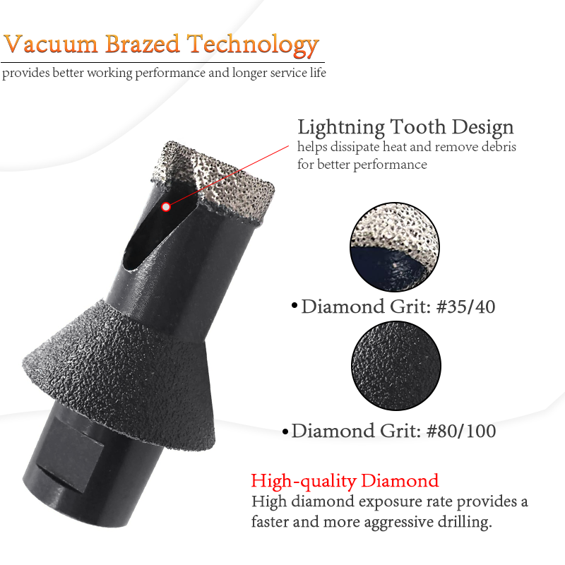 Johnson Tools Diamond Hole Saw: Serong dan Chamfering yang Mudah untuk Jubin, Porselin, Marmar, Seramik, Granit – Saiz 5/8-11 4