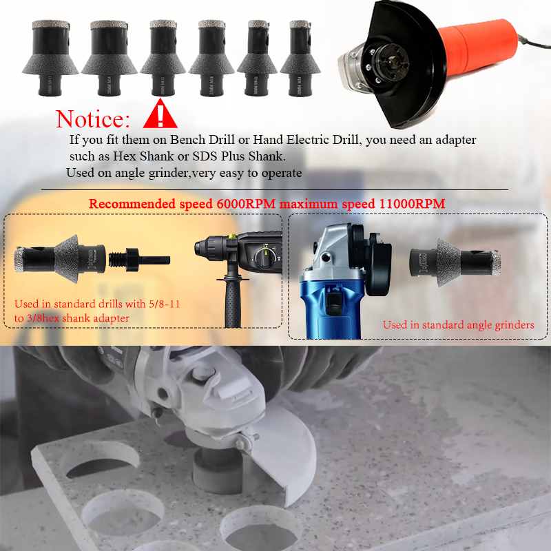 Johnson Tools Diamond Hole Saw: Serong dan Chamfering yang Mudah untuk Jubin, Porselin, Marmar, Seramik, Granit – Saiz 5/8-11 7
