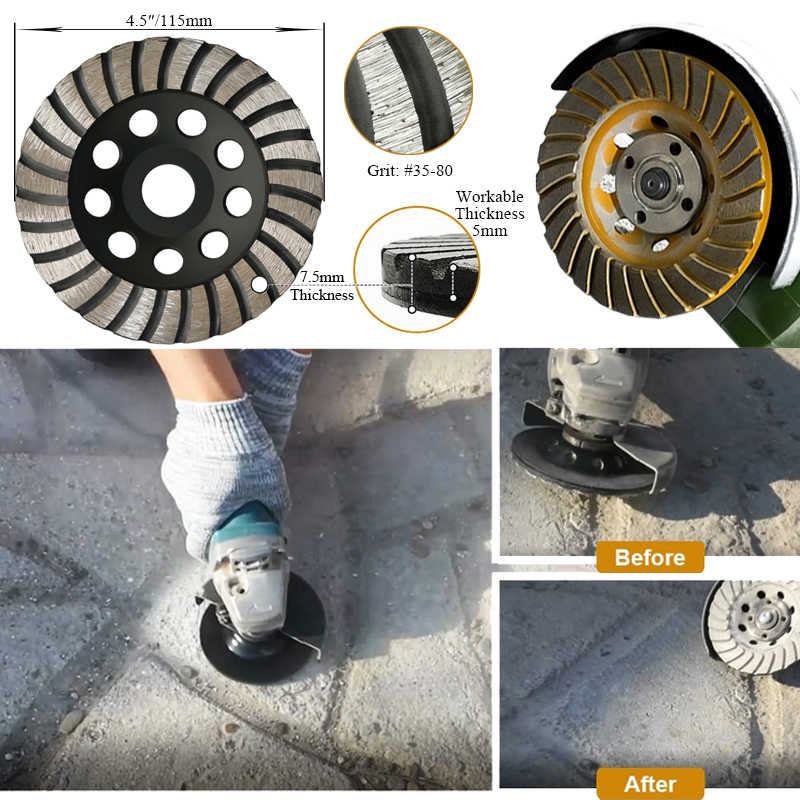 Johnson Tools 5 Turbo Diamond Grinding Tools Cup Wheels for Concrete 3