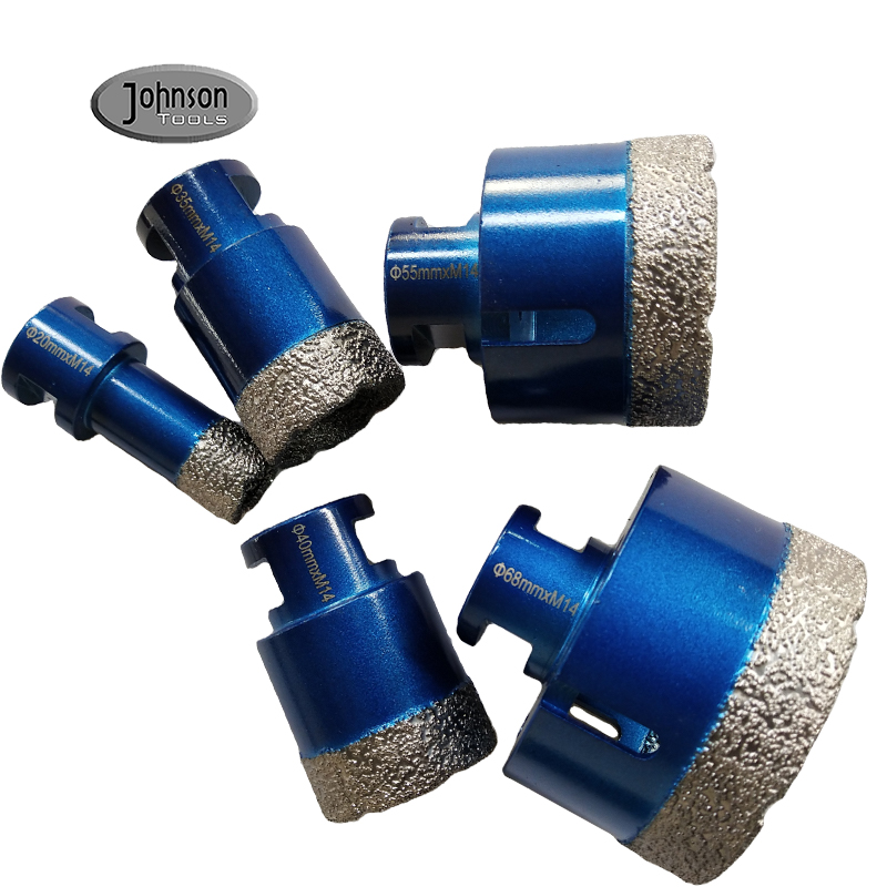 Johnson Tools 20mm, 35mm, 40mm, 50mm, 68mm M14 Vacuum Brazed Dry Diamond Core Drill Bits Set for Tiles 5