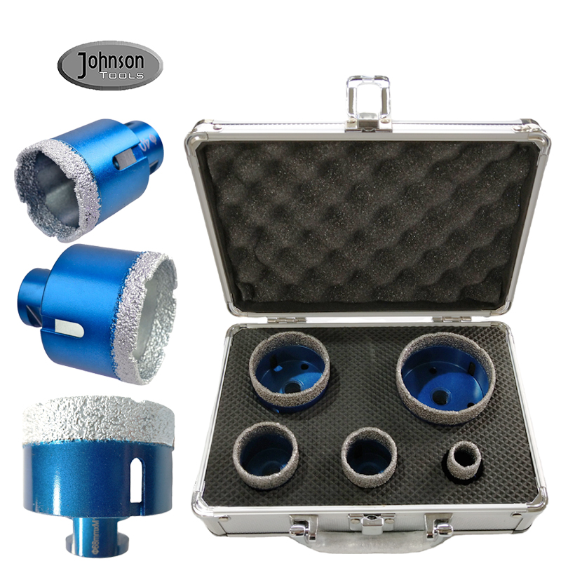 Johnson Tools 20mm, 35mm, 40mm, 50mm, 68mm M14 Vacuum Brazed Dry Diamond Core Drill Bits Set for Tiles 3