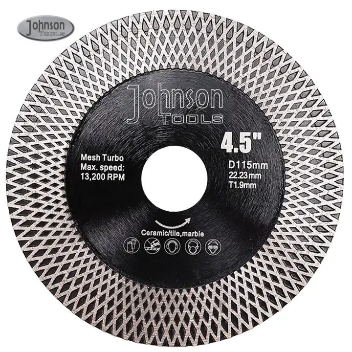 Johnson Tools Tile Cutting Tools 115mm/125mm X Mesh Turbo Diamond Cutting And Grinding Saw Blade For Porcelain Tile 1