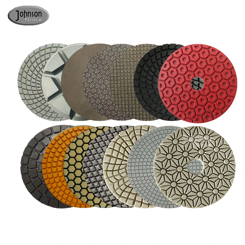 Johnson Tools 80-180mm Resin Bond Pad Penggilap Berlian Basah Atau Kering Untuk Batu Konkrit Kuarza Batu Granit Marmar 1