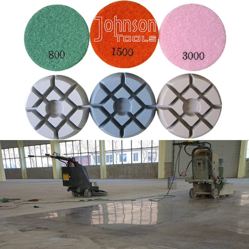 Johnson Tools Abrasive Tools 3 Diamond Concrete Polishing Pads Wet or Dry Diamond Disc for Polish Concrete Floor 6