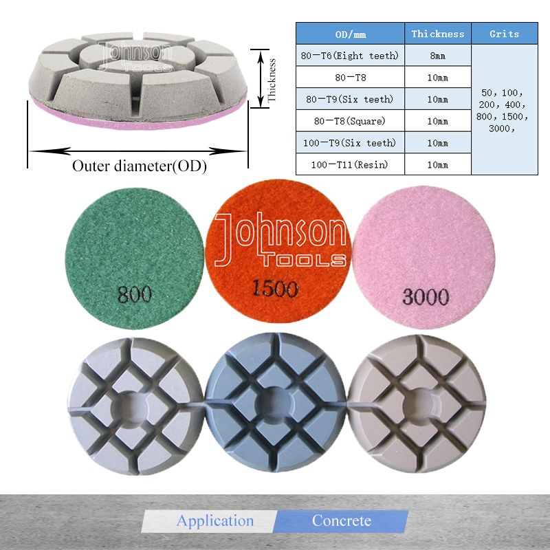 Johnson Tools Abrasive Tools 3 Diamond Concrete Polishing Pads Wet or Dry Diamond Disc for Polish Concrete Floor 3
