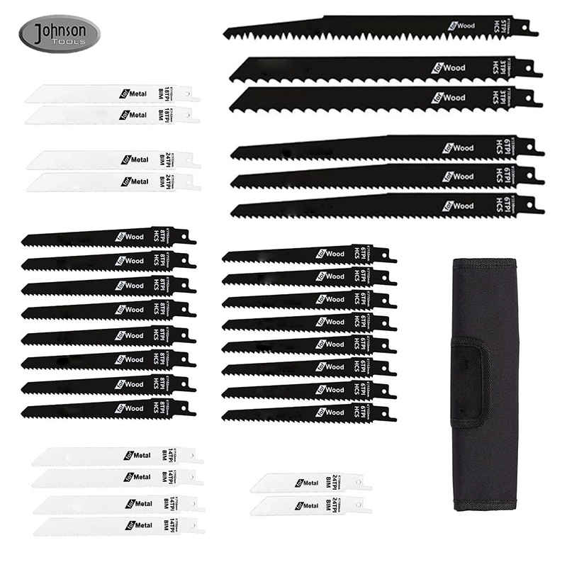 Ensemble de 32 lames de scie alternative Johnson Tools pour travaux de coupe polyvalents, notamment le métal, le plastique, le bois et les cloisons sèches 1