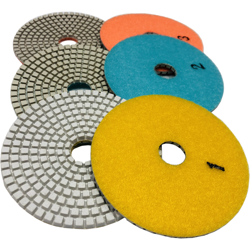 Johnson Tools 3 etapas 100mm almofadas de polimento redondas flexíveis úmidas com resina para conjunto de pedra de granito 4