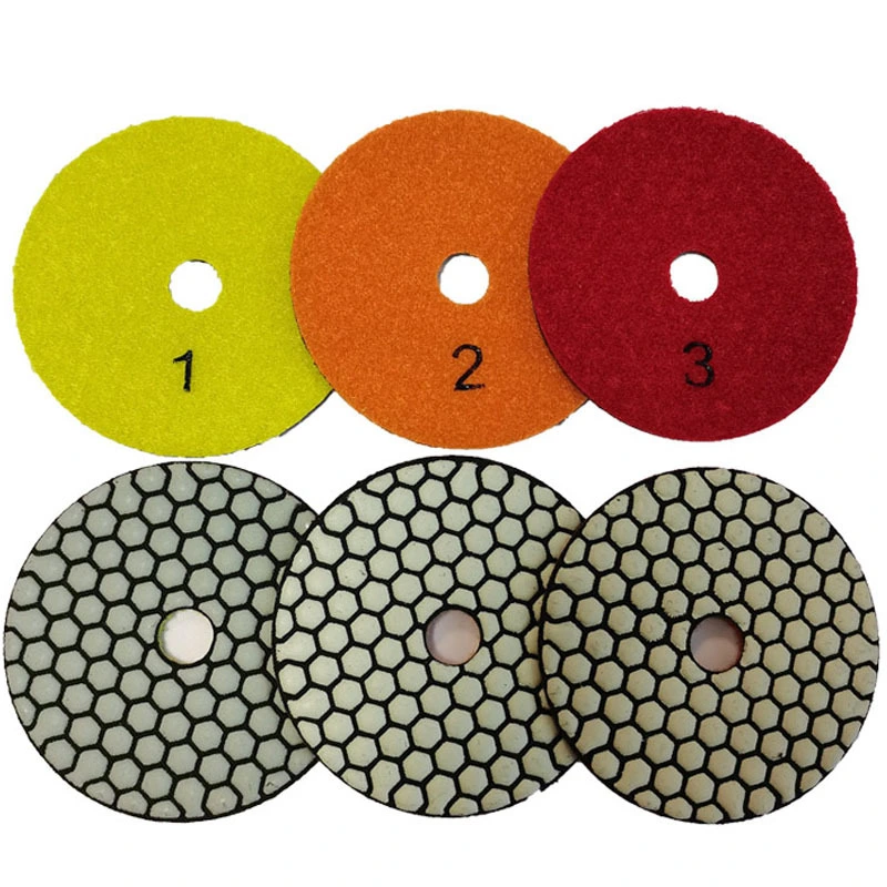 Johnson Tools 3 Step 4 inch Resin Dry Diamond Polishing Pads For Granite Tile Edge 1