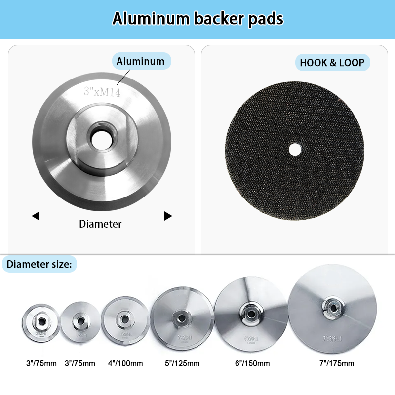 Supporto posteriore in alluminio Johnson Tools per tampone di lucidatura diamantato con filettatura M14 5