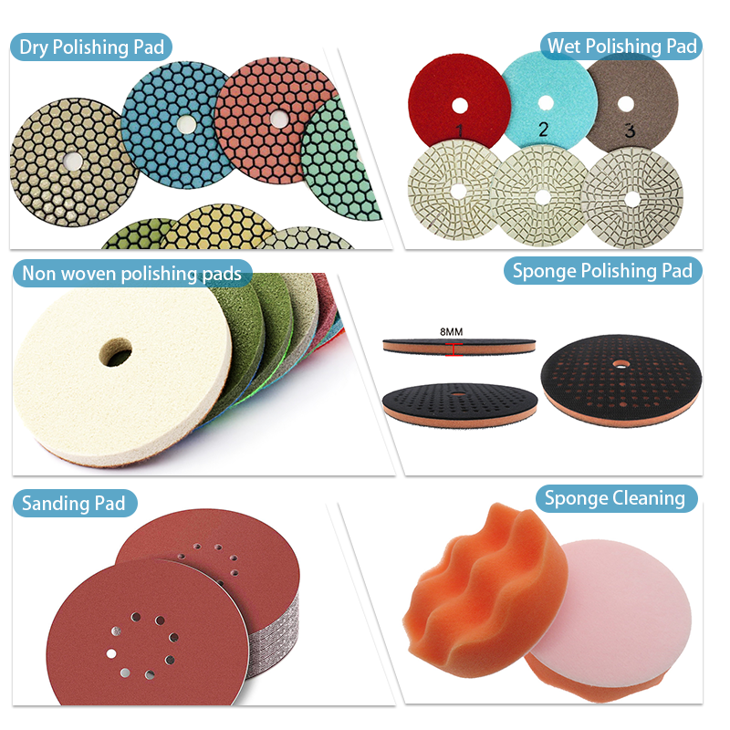 Johnson Tools 75-180mm Diamond Resin Pad Pad Penggilap Kering Fleksibel Menggilap Marmar dan Granit 5