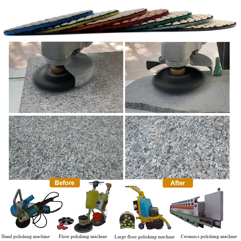 Johnson Tools 75-180mm Diamond Resin Pad Pad Penggilap Kering Fleksibel Menggilap Marmar dan Granit 4