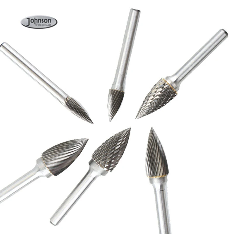 Johnson Tools Tipo G Rebarbas de carboneto de tungstênio Rebarbas de ponta rotativa Moedor de haste de 6 mm Brocas 1