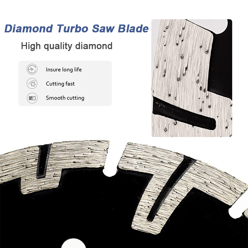 Johnson Tools Lama diamantata per granito da 7 pollici Turbo Diamond Segments Lama per piastrelle per il taglio di piastrelle in marmo granito porcellanato 6