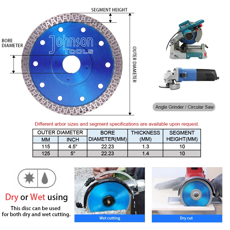 Johnson Tools Disco de corte de porcelana con hoja de sierra de diamante con turbo de malla para azulejos, cerámica, granito, mármol 3