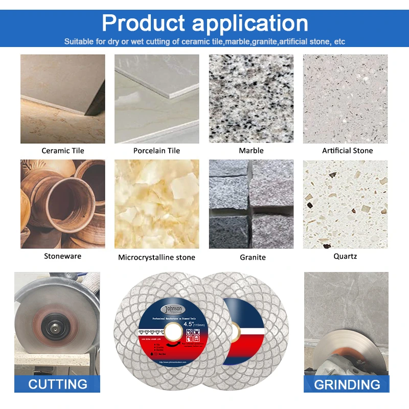 Johnson Tools - Disco abrasivo de corte de diamante de doble cara con hoja de sierra de granito para baldosas de cerámica de 4,5 /5 6