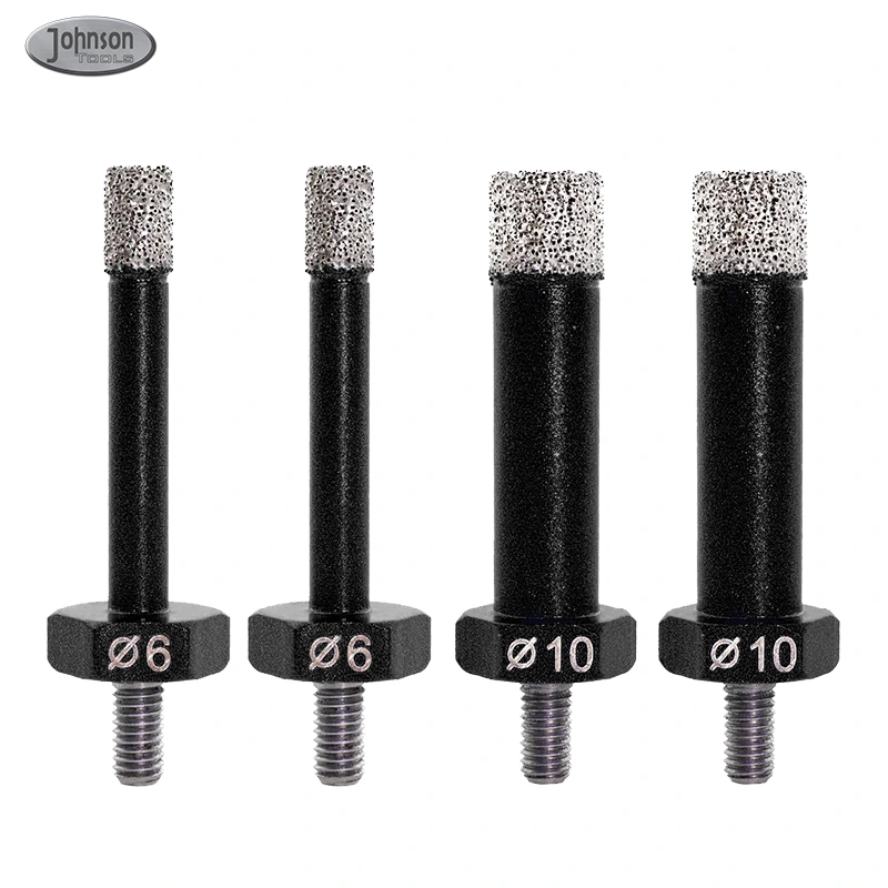 Johnson Tools Punte diamantate diametro 5/6/8/10mm per granito, gres porcellanato, marmo, mini smerigliatrice angolare, punta brasata sotto vuoto, filettatura M5 1