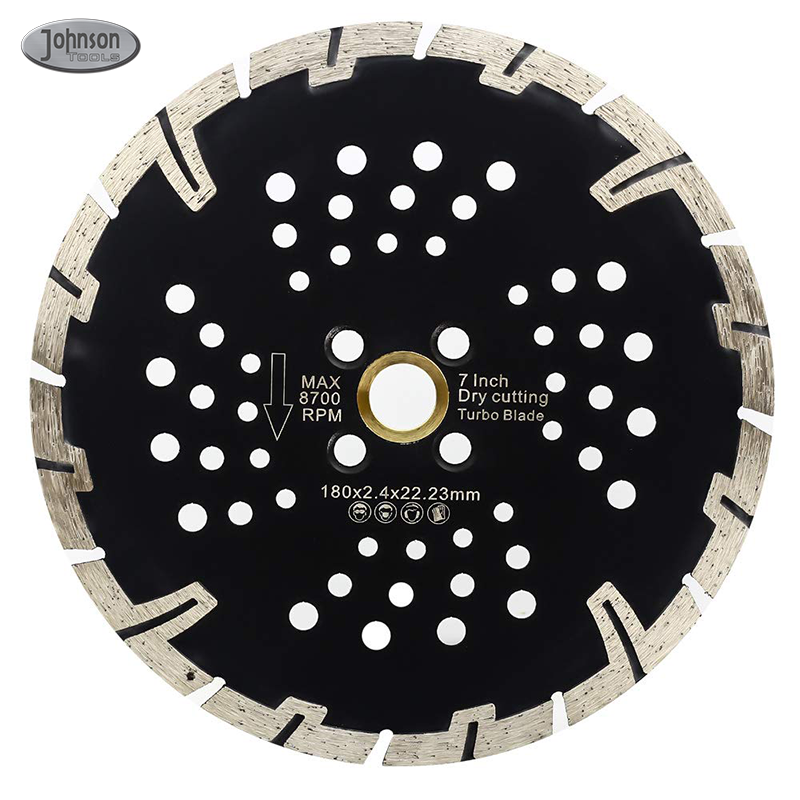 Johnson Tools Lama diamantata per granito da 7 pollici Turbo Diamond Segments Lama per piastrelle per il taglio di piastrelle in marmo granito porcellanato 1