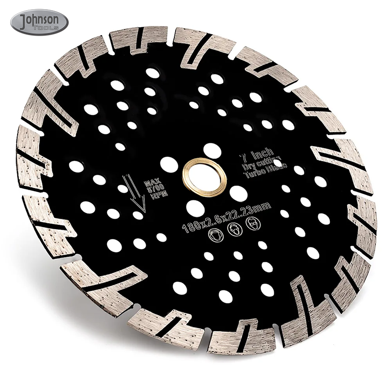 Johnson Tools Lama diamantata per granito da 7 pollici Turbo Diamond Segments Lama per piastrelle per il taglio di piastrelle in marmo granito porcellanato 3