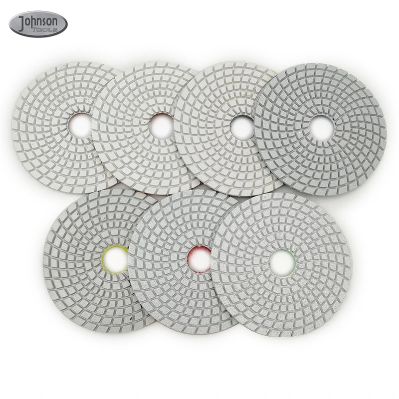 Johnson Tools 4Inch Granite Marble Hand Polishing Tools Diamond Wet Polishing Pads for Stone Terrazzo Rock 1