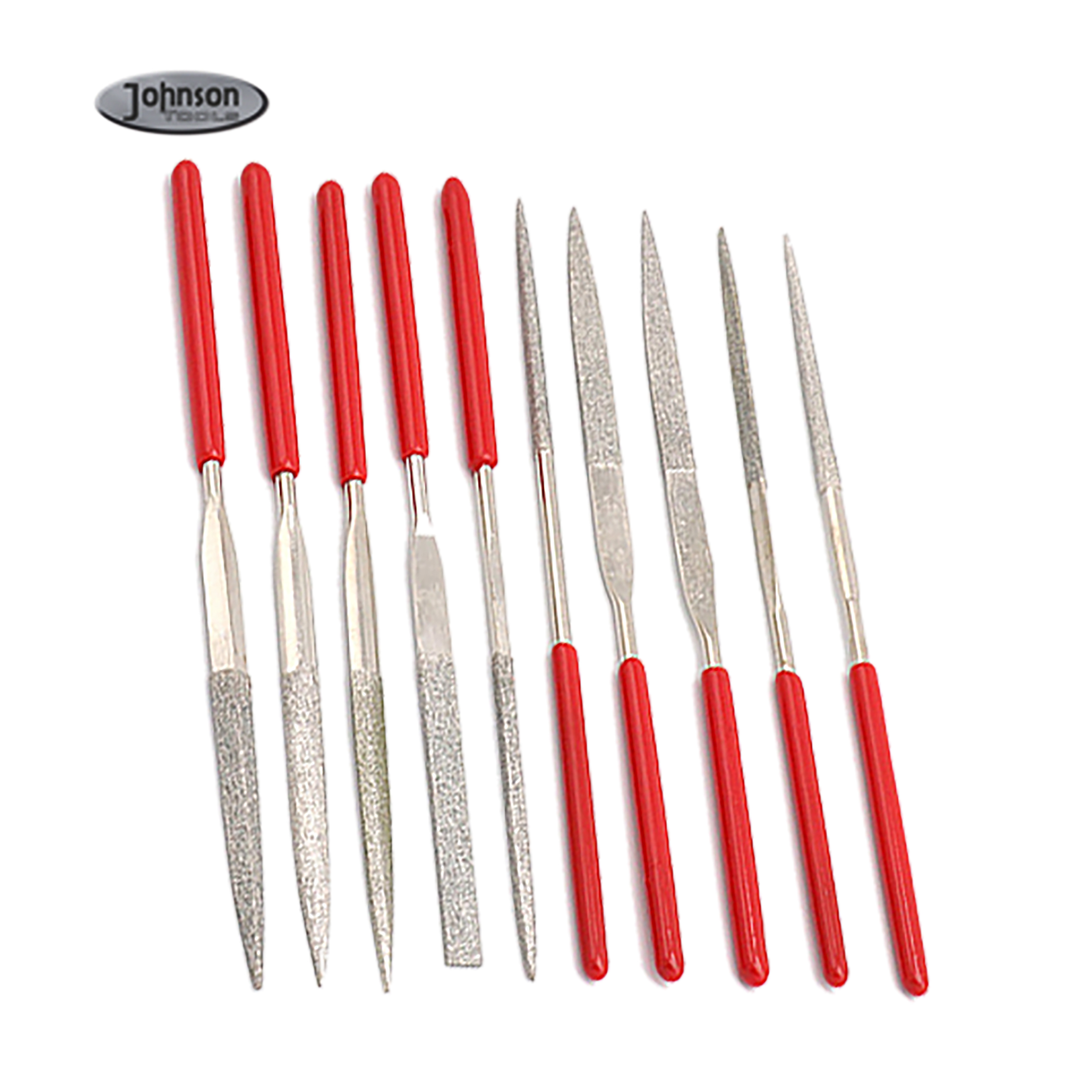 Johnson Tools 10pcs Needle File Set Triangular Flat Shaped Metal Files