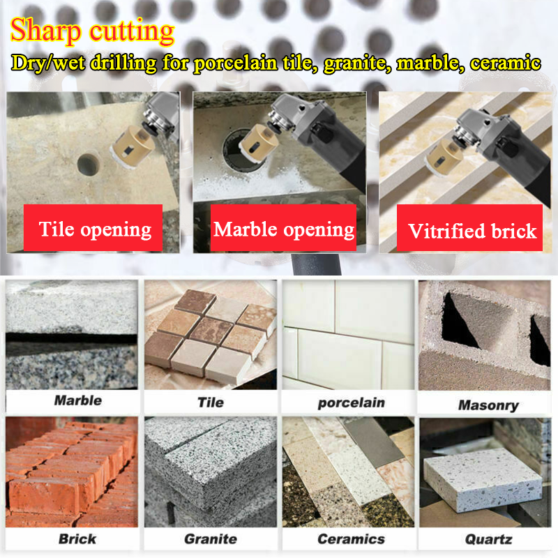 Johnson Tools Saiz Berbeza Jubin Pateri Vakum Gergaji Lubang Gerudi Berlian Kering Bit Teras untuk Seramik Porselin Jubin 6