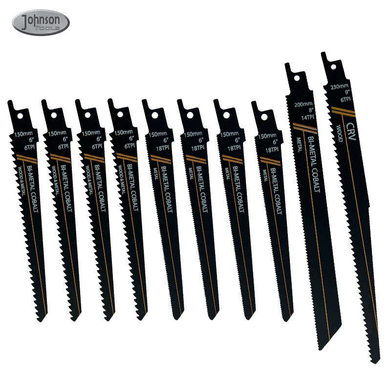 Johnson Tools 6-9 10pcs Sabre Saw Kit Bi-Metal Demolition Reciprocating Saw Blade for Wood and Metal 1