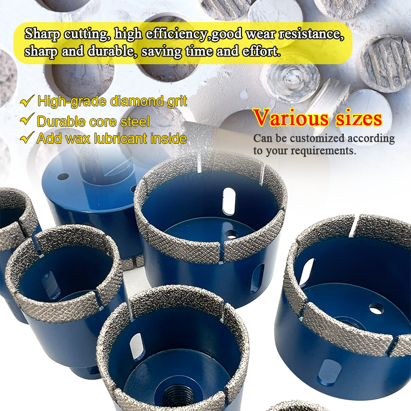 Johnson Tools 6-120mm Arix Segmen Vakum Brazed Diamond Core Bit untuk Batu Marmar Granit Jubin Porselin 5