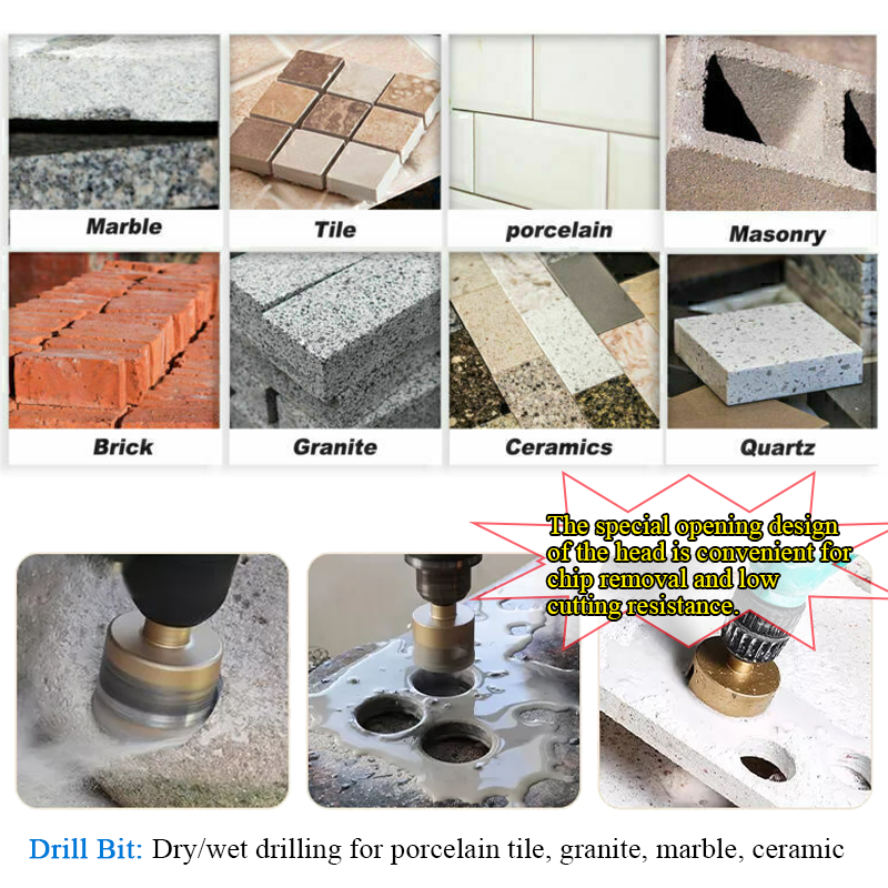 Johnson Tools 6-120mm Arix Segmen Vakum Brazed Diamond Core Bit untuk Batu Marmar Granit Jubin Porselin 7