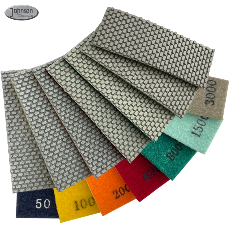 Johnson Tools Flexible Polyester Diamond Hand Polishing Pad Set for Grinding Blocks 1