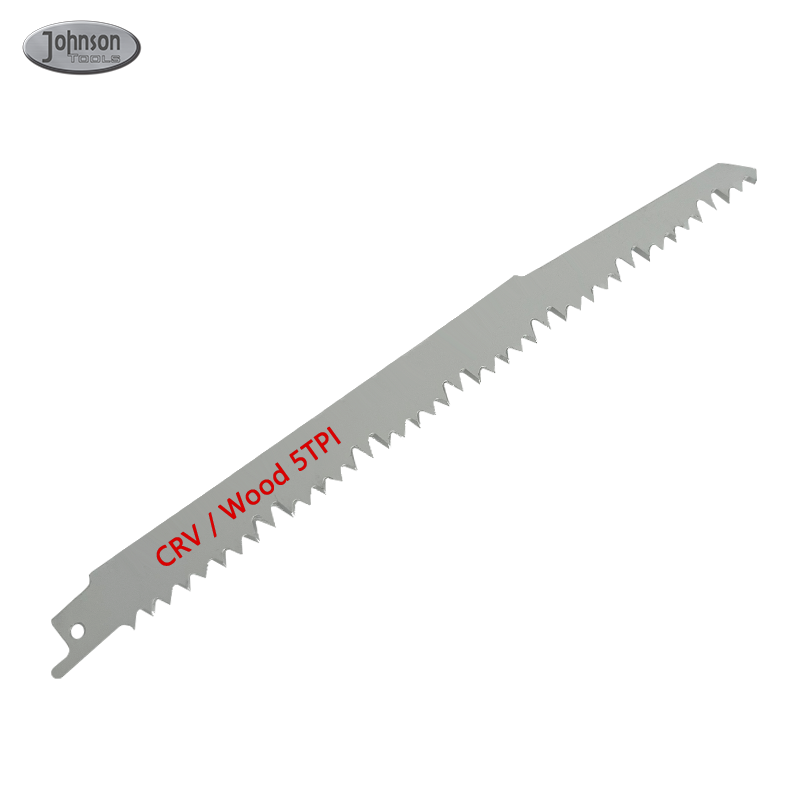 Lâminas de serra recíproca Johnson Tools de 225 mm e 5 dentes por polegada para corte de madeira. 8