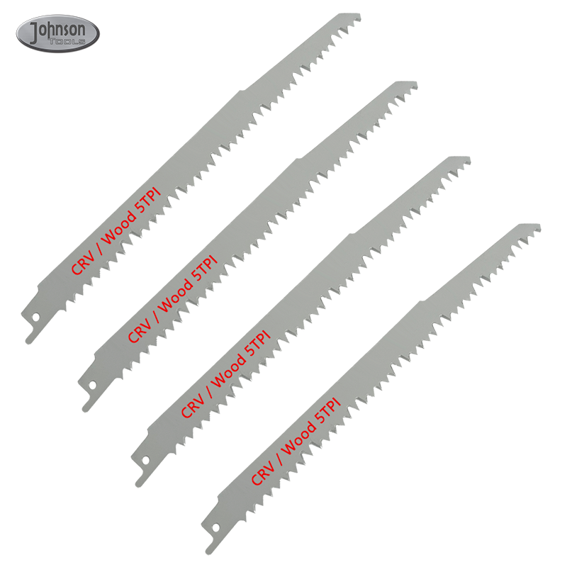 Lâminas de serra recíproca Johnson Tools de 225 mm e 5 dentes por polegada para corte de madeira. 6