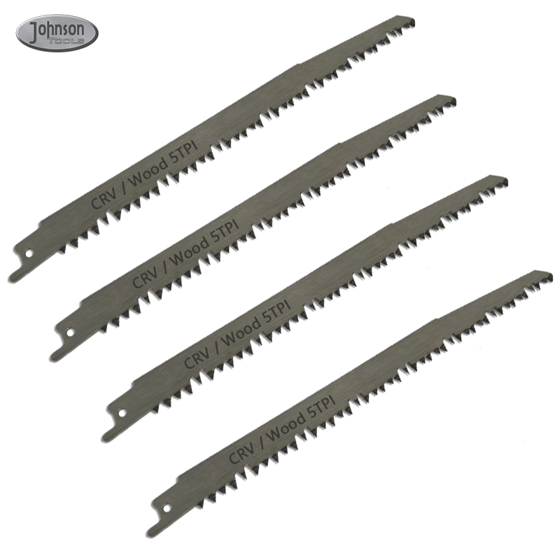 Lâminas de serra recíproca Johnson Tools de 225 mm e 5 dentes por polegada para corte de madeira. 5
