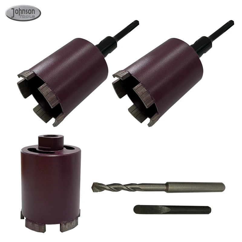 Johnson Tools Laser Welded SDS Adapter Diamond Core Drill Bit Set for Reinforced Concrete 1