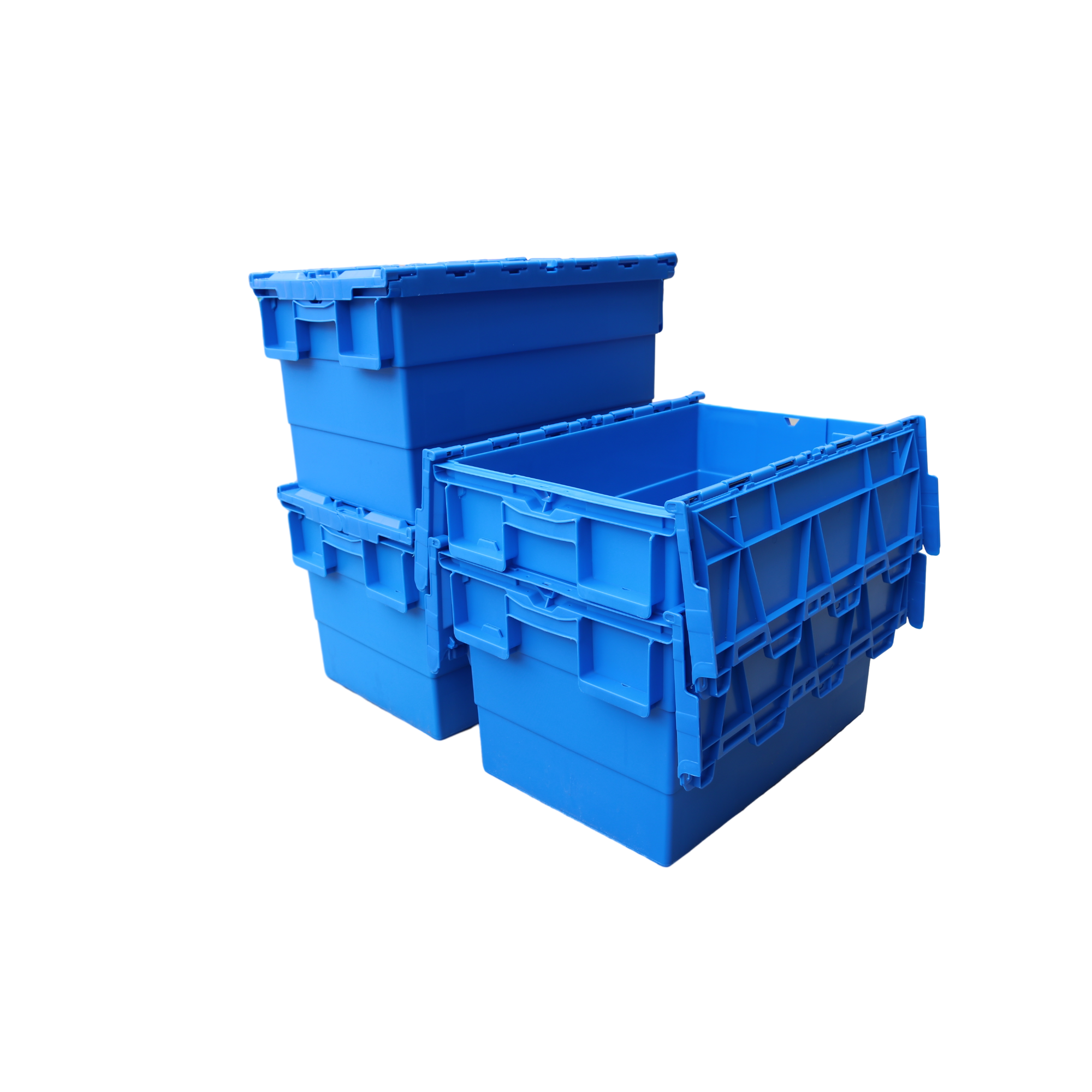 6436 Plastik Kès Difisil Depo Bin ak kouvèti pou Dlo Feature Nestable Plastik Solid Box Kès Transpò Depo 5