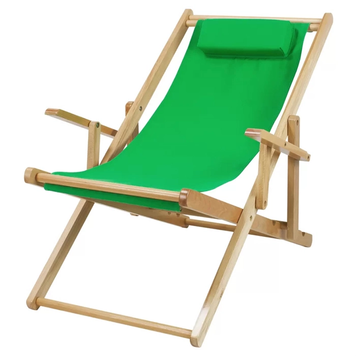 Cadeira de deck de madeira dobrável para férias com travesseiro e apoios de braços - XUANHENG XH-S013 1
