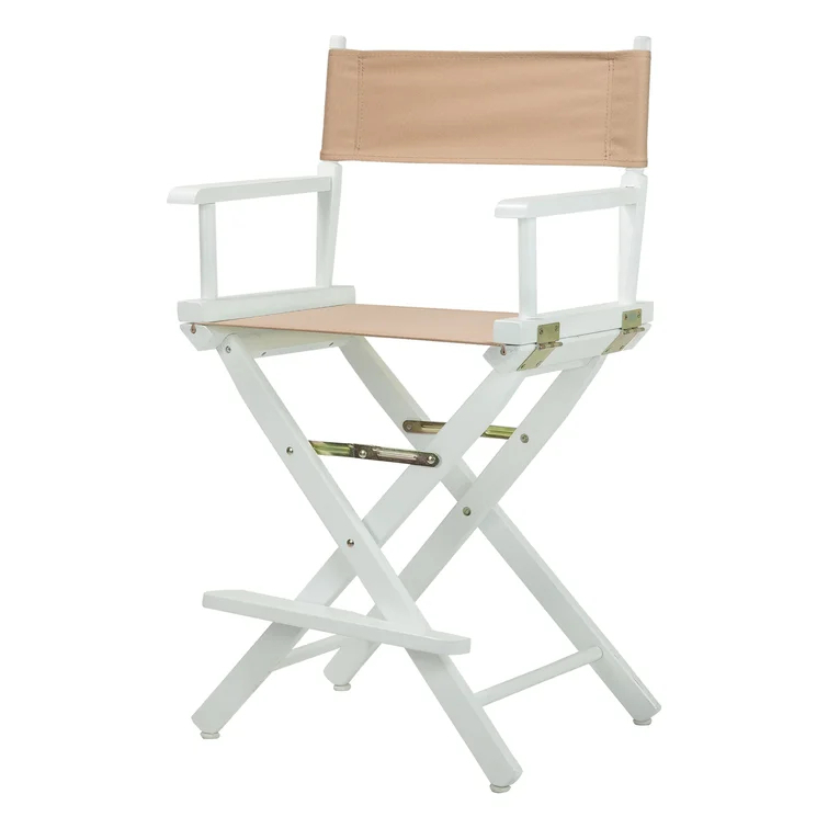 Silla de director plegable de lona: blanca, con reposabrazos y reposapiés - XH-D025 1