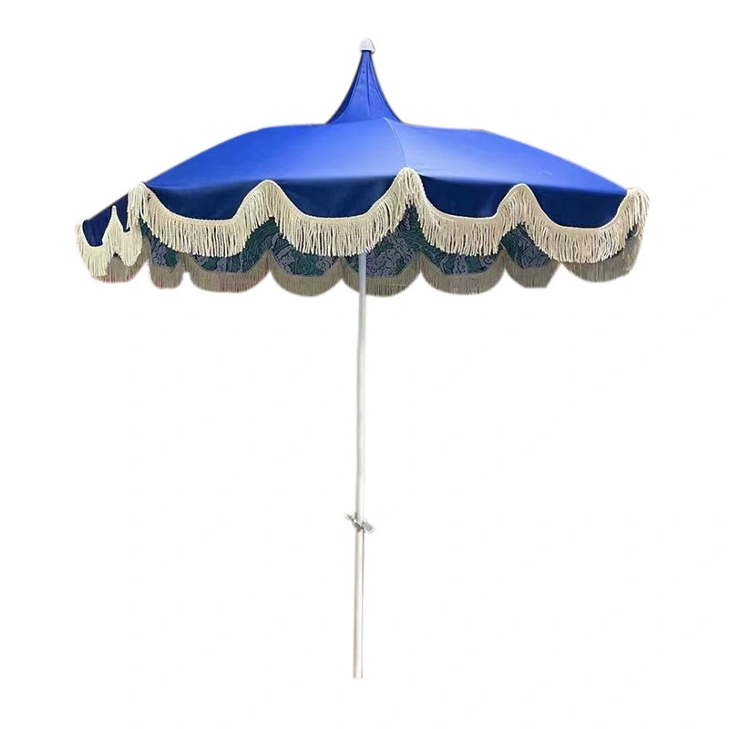 Guarda-chuva de praia pagode com logotipo personalizado e elegante com borlas de algodão – perfeito para piscina, quintal, mesa e cadeiras XH-U034 1