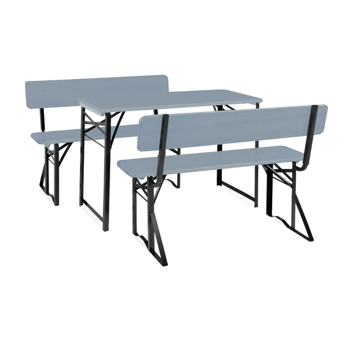 Juego de Mesa y Silla de Cerveza Plegable de Madera para Picnics en el Jardín al Aire Libre - Gris con Respaldo XH-B005 1