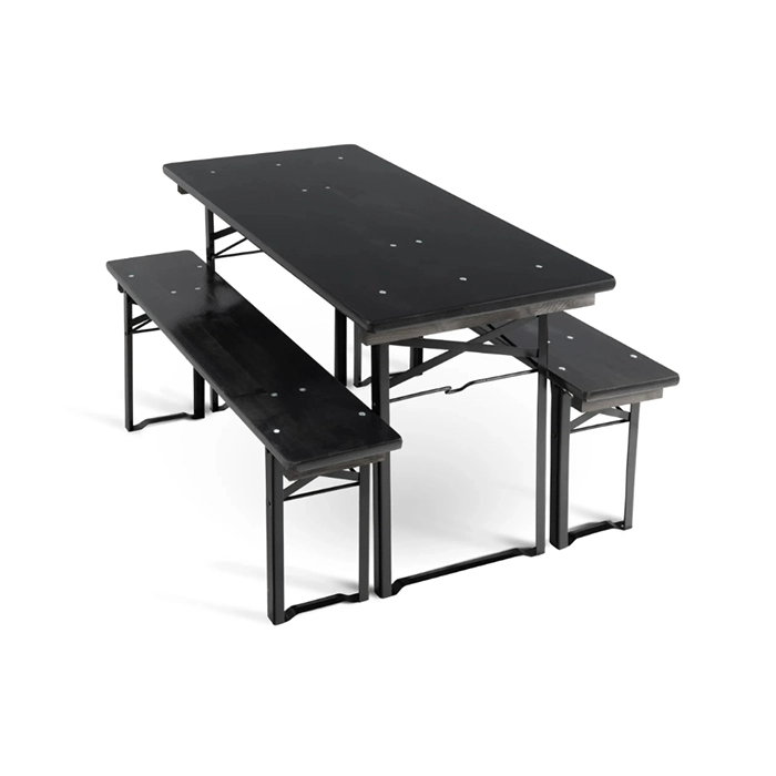 Mesa de cerveja dobrável de madeira - Fácil montagem e desmontagem - Perfeita para jardim ao ar livre - Cor preta XH-B007 1